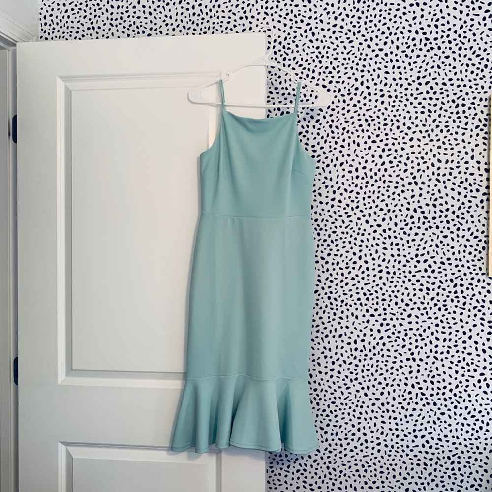 Asos New Look Mint/Blue High Neck Midi Dress